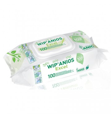 Lingettes nettoyantes et désinfectantes Wip’Anios Excel - Sachet de 100