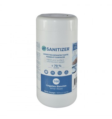 Lingettes désinfectantes pour les mains, objets, surfaces alimentaires