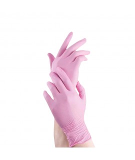 Gants en nitrile rose non poudrés