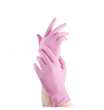 Gants en nitrile rose non poudrés